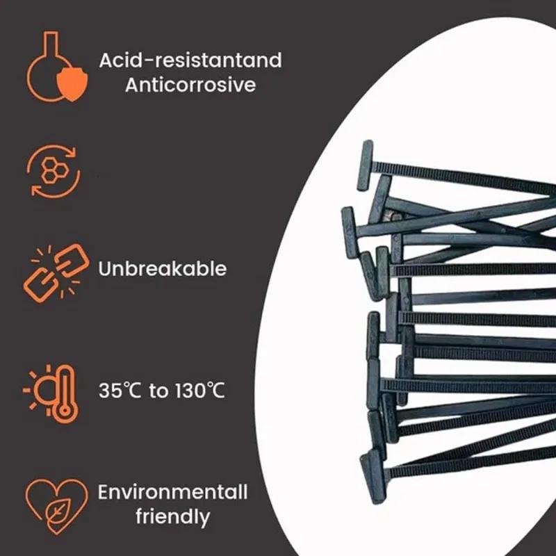 100PCS Nylon Universal Cable Tie Buckle Heavy Duty Self-Locking Zip Ties Holder with Pin Fasteners Car Body UV Resistant Zipties