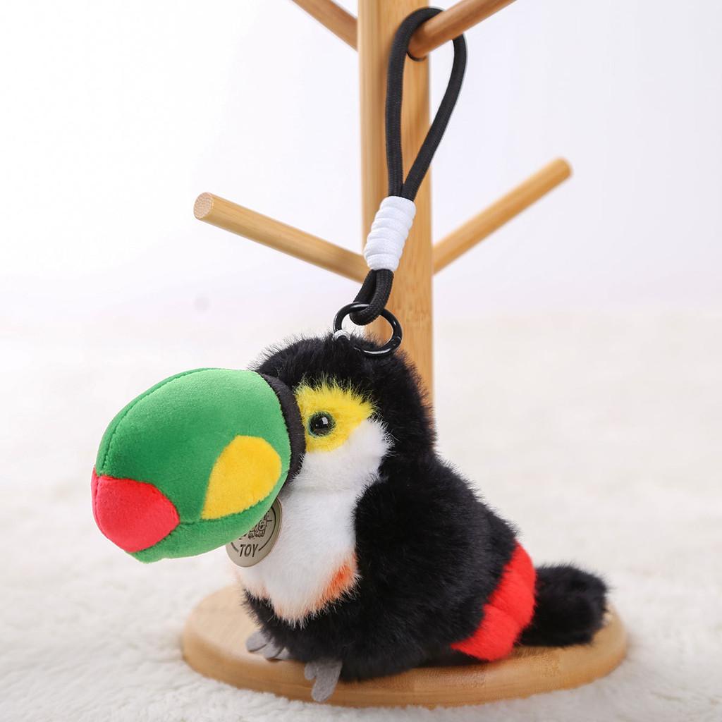 Red Crowned Crane Plush Parrot Keychain With Pp Cotton Filling For Girls And Collectors