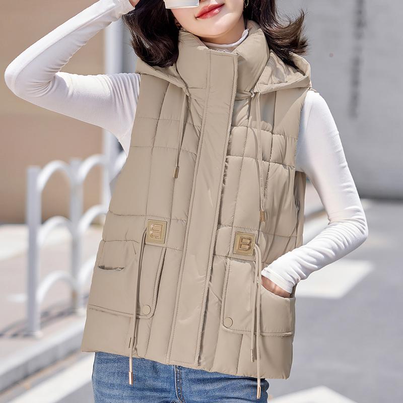 

Зимняя безрукавка парка женская верхняя одежда мода толстые теплые женские куртки M хаки