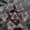 7 Pcs Silver Red Tree Stump Root Metal Dice Solid Metal Polyhedral Dice Set Suitable for Role-Playing RPG  Board Game Card Game