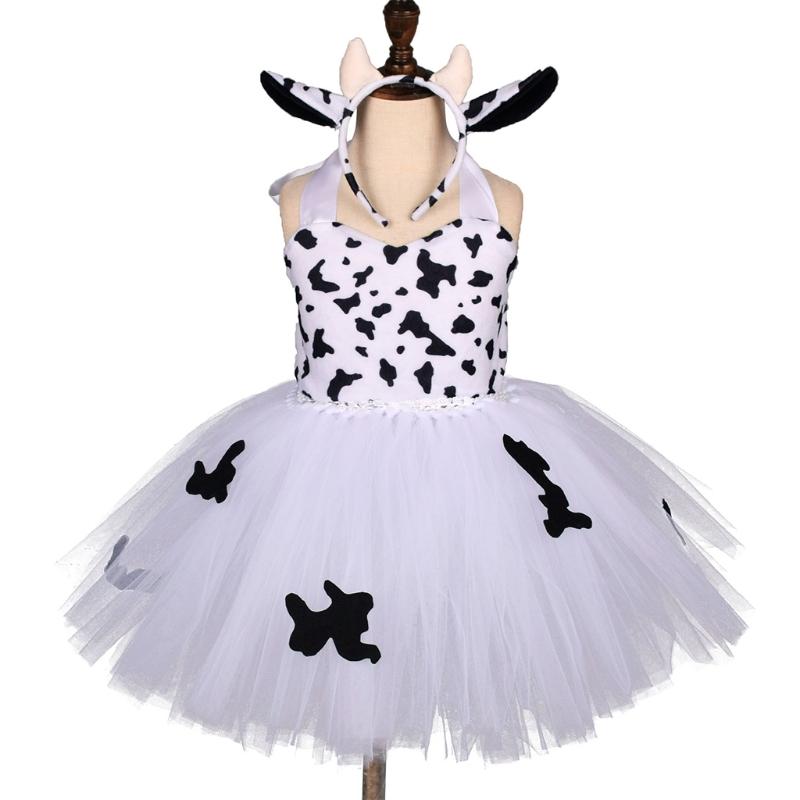 Mädchen Kuh Tutu Kleid Outfit Zoo Tier Kind Weihnachts Kostüme Kleinkind Baby Mädchen Aufführung Geburtstag Dschungel Party Kleid