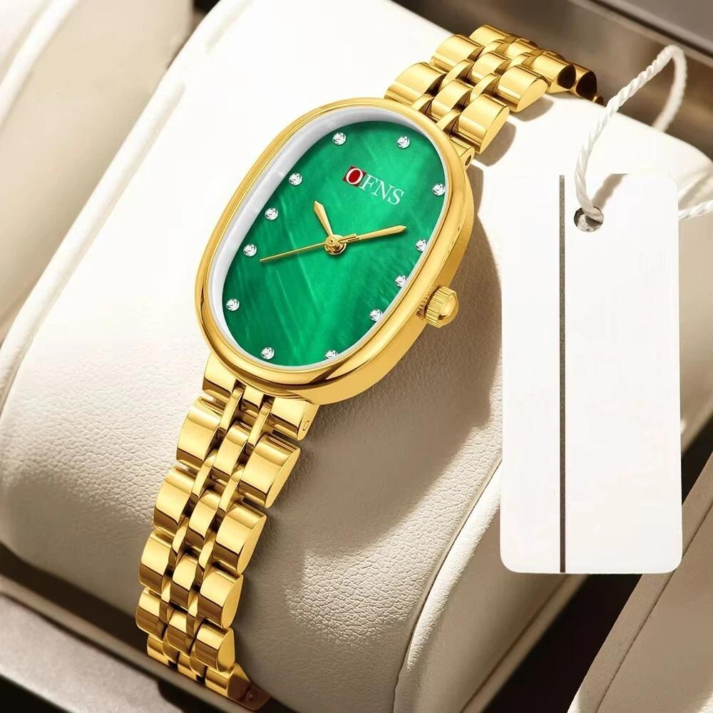

SANDA Casual Lightweight Women s Quartz Watch with Bell Point Mother Diamond Oval Waterproof Women s Quartz Watch срібний/білий