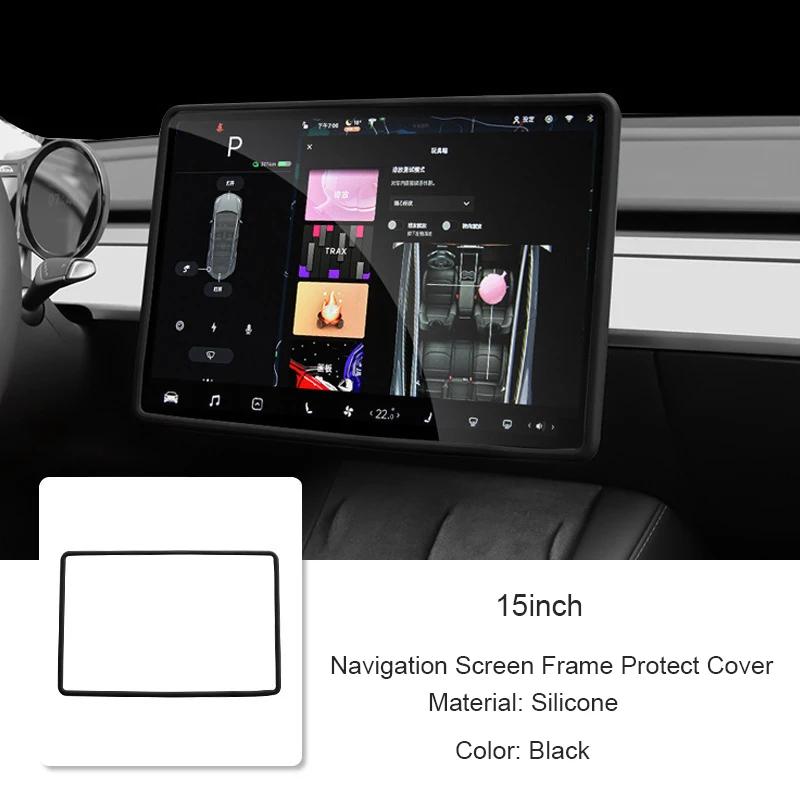 

Screens Silicone Protective Cover Shockproof Car Navigation Screen Protective Cover Narrow Frame Accessories For Tesla Model3/Y