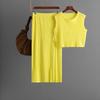 European and American solid color sleeveless vest fashion suit 2025 summer new knitted slit skirt two-piece suit