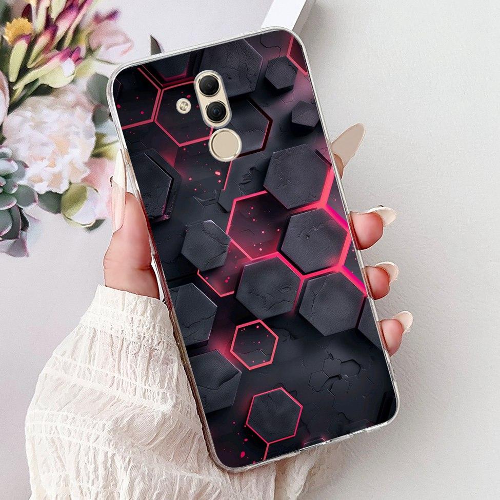 Clear For Huawei Mate 20Lite SNE-LX3 INE-LX2 Back Cover For Huawei Mate 20 Lite Case Cute Cartoon Cat Luxury Flowers Funny Funda