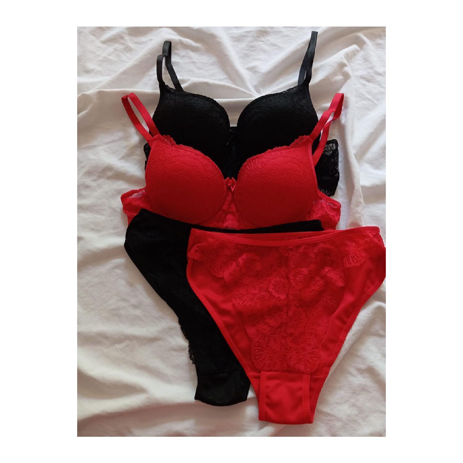 

Women s Red And Black Padded Underwire Lace 2-piece Economic Package Bra Set 75 чорний