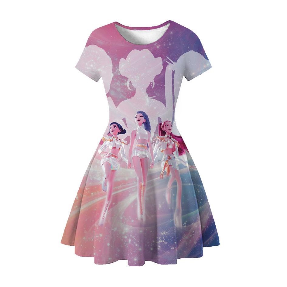 3D-gedrucktes K-POP Dämonenjäger Prinzessinnen-Partykleid für Mädchen Kid's Size 130cm
