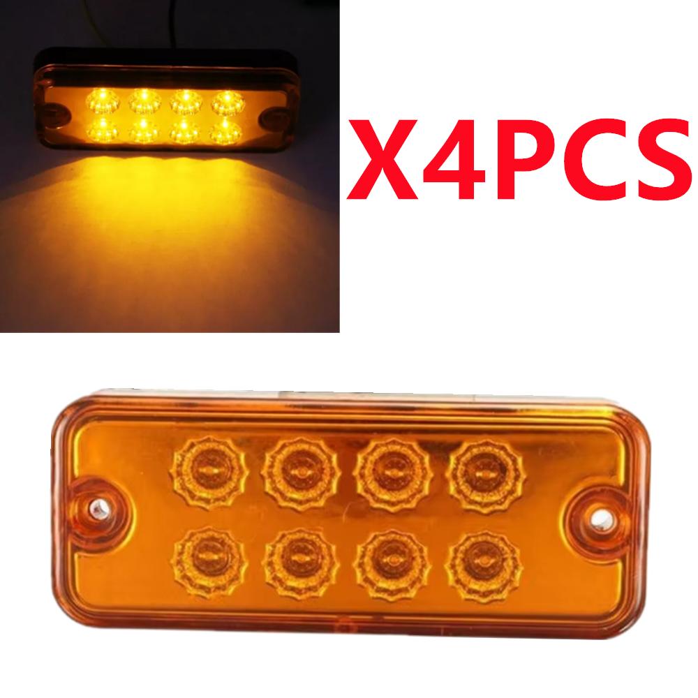 4PCS Marker Side LED Trailer Truck Position Lights Lamps 12V 24V 8LED Side Marker Light Clearance Indicator Lamp for Lorry