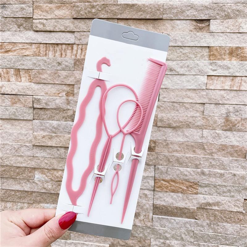 

4 шт./набор пластиковых петель для создания хвоста, инструменты для укладки, черный зажим для хвоста, инструмент для плетения косичек, модный