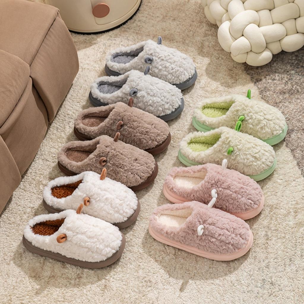 Pantofole di Cotone da Donna per Autunno e Inverno, Scarpe di Cotone da Coppia per Uomo, Spesse, Calde, Antiscivolo, Scarpe di Peluche da Casa
