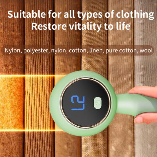 Lint Trimmer Fabric Shaver Electric Lint Remover with 6-Blade Cutter Display Rechargeable USB Adjustable Speed LED