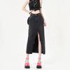 Irregular Package Hip A-line Skirt Design Sense Denim Skirt Burlap High-waisted Mid-length Open Half-body Skirt Female Fashion Denim Bustier Skirt