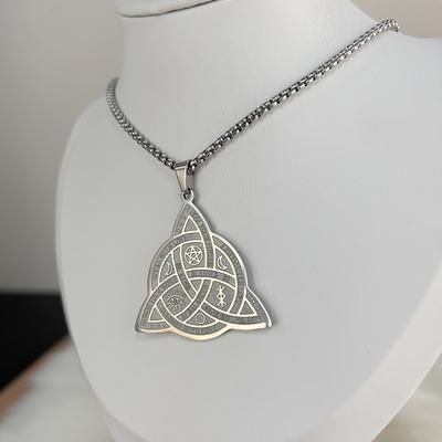 Celtic Knot Pattern Five-Pointed Star March Necklace, Made Of Stainless Steel, Suitable For Both Men And Women.