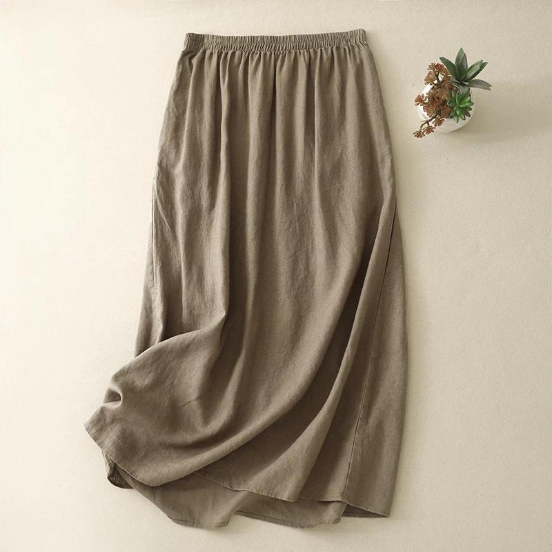 Skirt Women Summer Casual Versatile Solid Colors Loose Skirt Oversize Stretchy Cotton Dresses