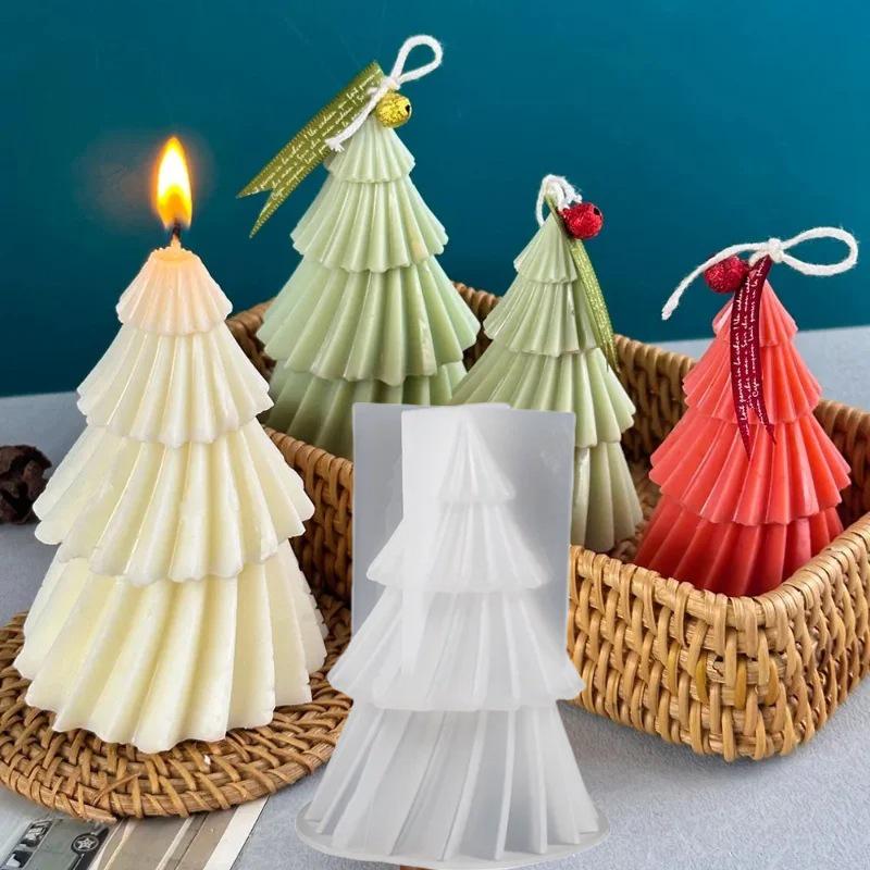 Origami Rotating Christmas Tree Scented Candle Mold - Home Decor Plaster Silicone Mold
