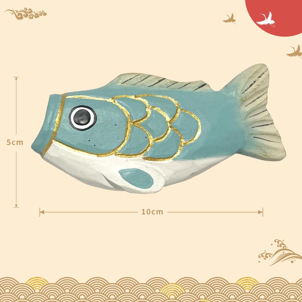 YAJOJO Wooden Koinobori Streamer Figurine for Boys' Day, Children's Day, May Doll, Compact Tabletop Ornament, Home Decor, Gift (Green)