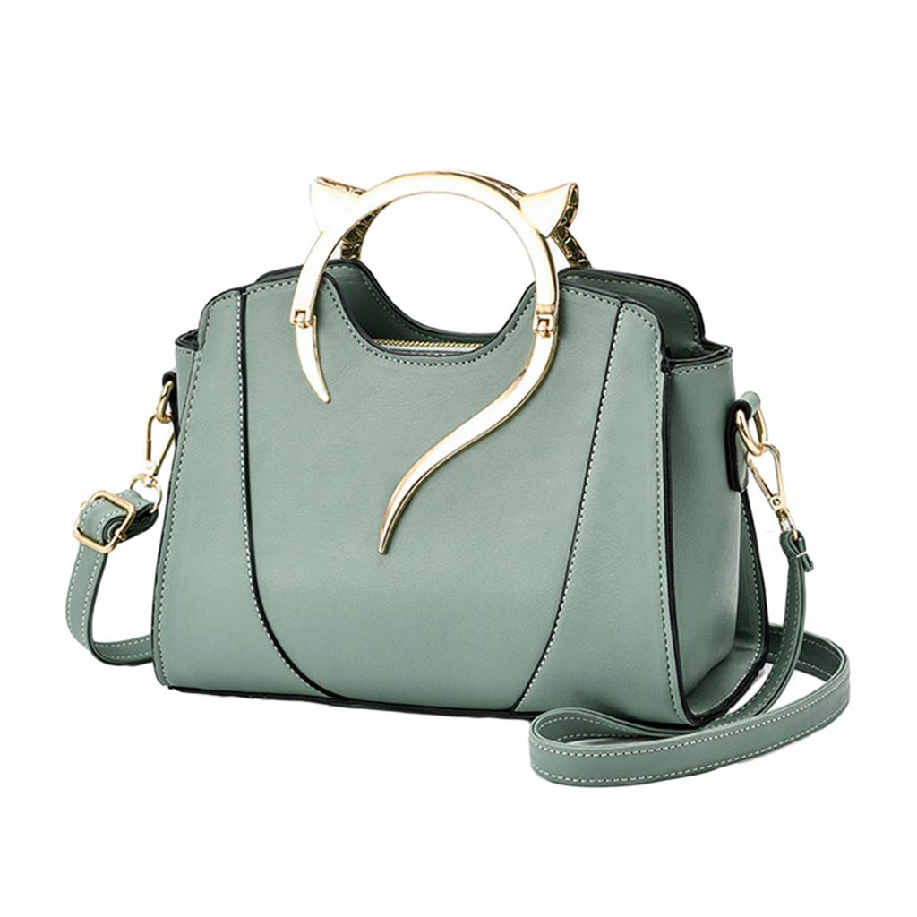 Women Cute Cat Ear Top Handle Shoulder Crossbody Bag Zippered PU Leather Solid Handbag Purse Elegant Messenger Bag Purse