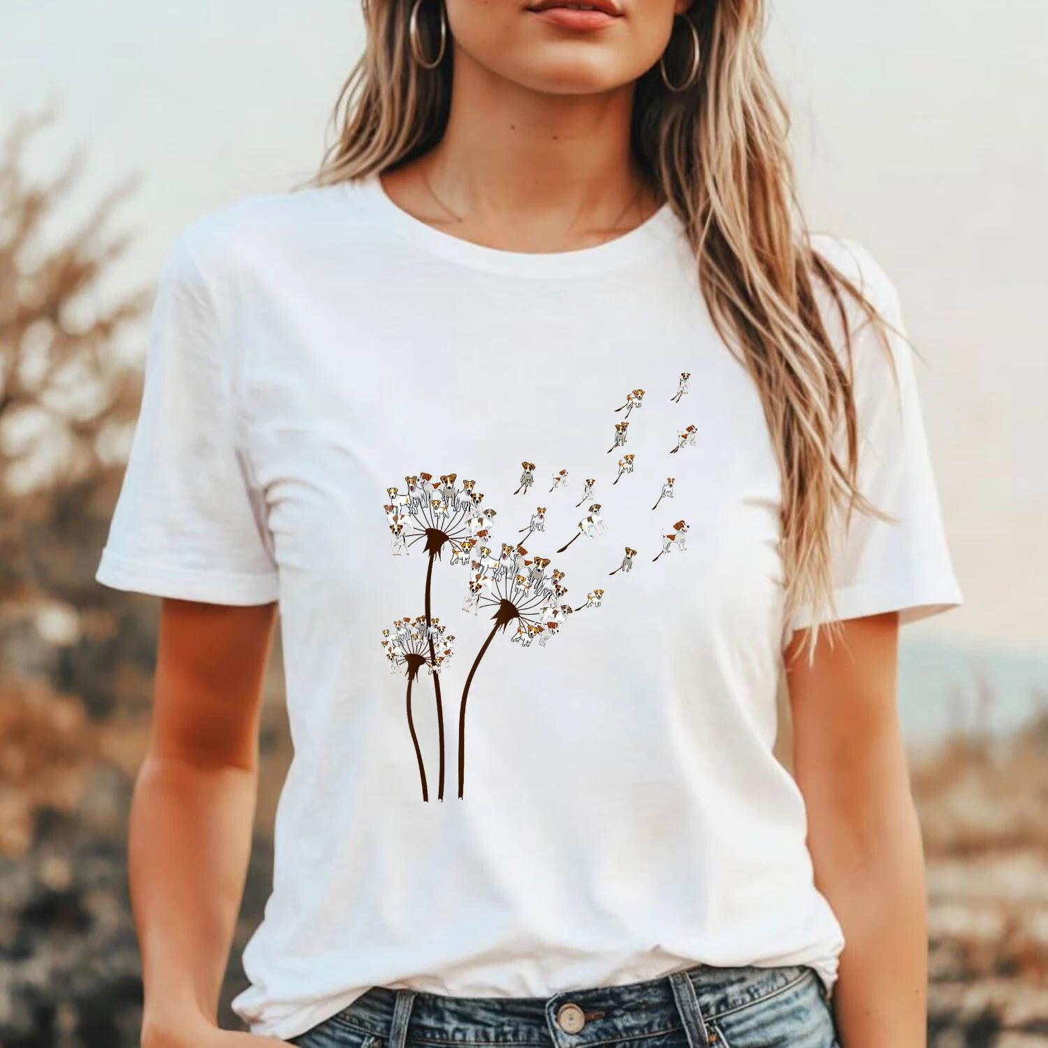 Jack Russell Terrier Dandelion Dog Lovers T-shirt Gift For Men Women L