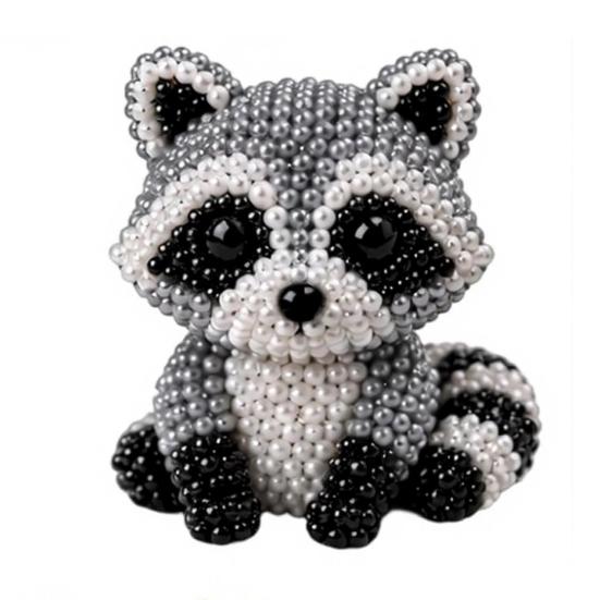 DIY Animal Beading Kit Tiny 3D Beaded Animal Craft Set Cute Animal Bead Raccoon