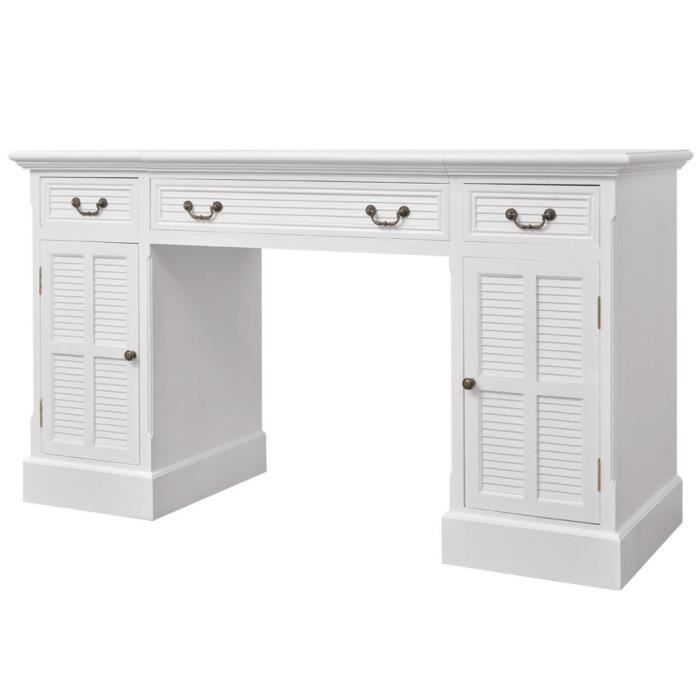 VidaXL Bureau à double piédestal Blanc 140 x 48 x 80 cm