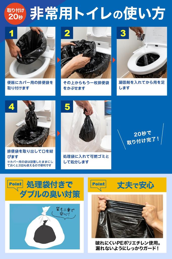 Toilet Goddess PREMIUM Portable Disaster Prevention Toilet in Antibacterial Coagulant Shelf Emergency Disaster Prevention Guidebook Included