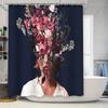 Floral Portrait Shower Curtain Botanical Flower Wall Art Bathroom Decor Vintage Nature Home Textile Tapestry Washable