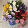 6 Heads Fake Flower with Buds Artificial Faux Plants Peony Artificial Flower  Wedding Decoration