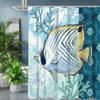 Crab Turtle Fishes Pattern Bathing Curtain  Bathroom Shower Curtain Waterproof With 12 Hooks Home Deco Free Ship