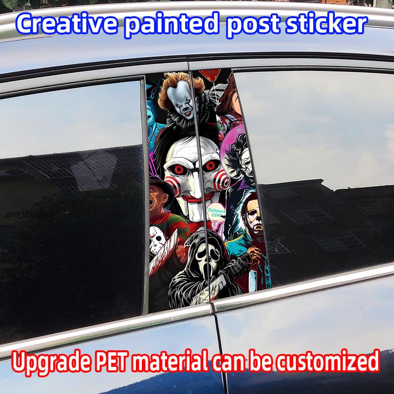 Adesivi per Auto Personaggi Horror Fantasma Halloween Montante B Auto Copertura Decorativa Impermeabile Graffi Portiere Auto Montante Parasole Decalcomanie