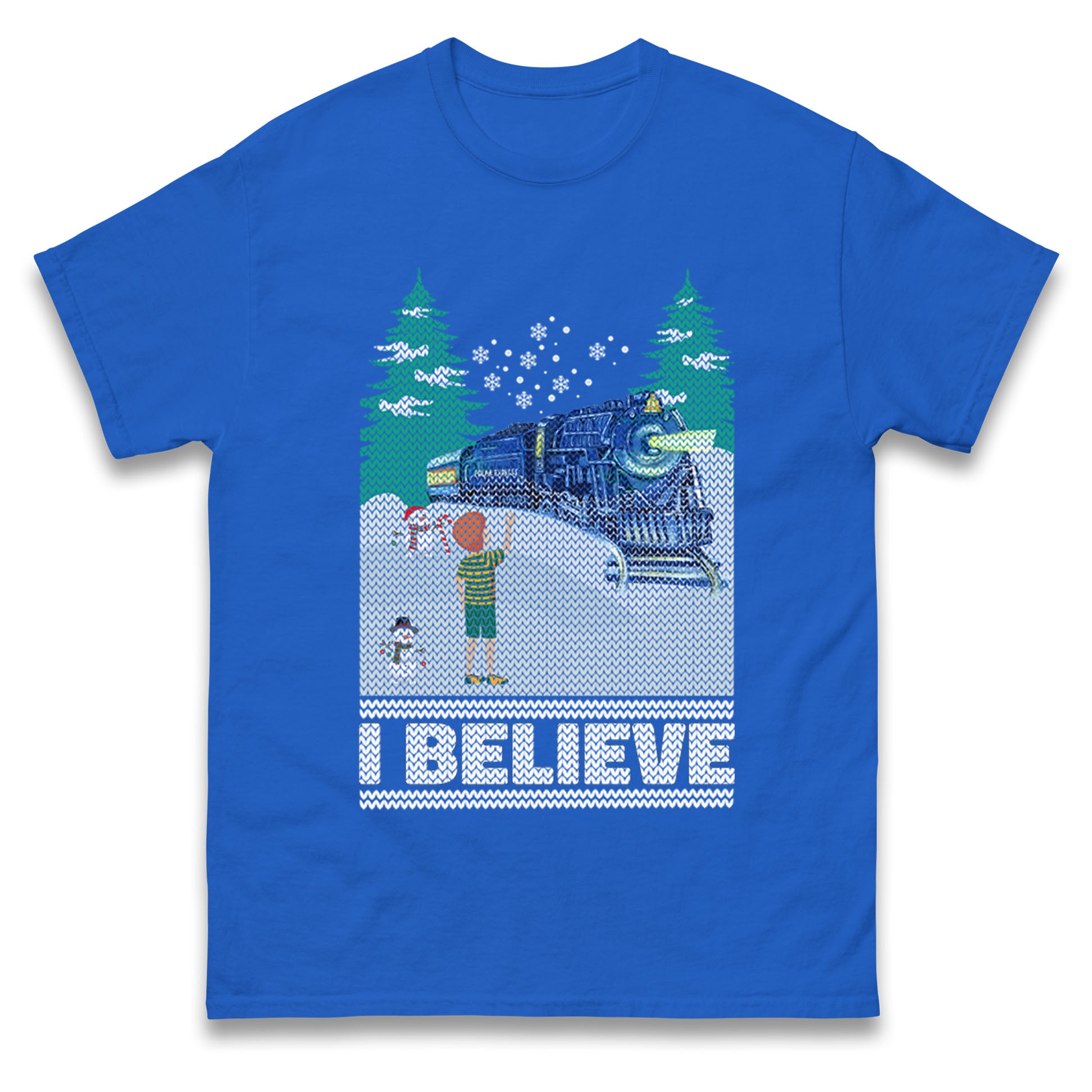 

I Beleive Polar Express Christmas Mens T Shirt Womens Tops Teess 2XL