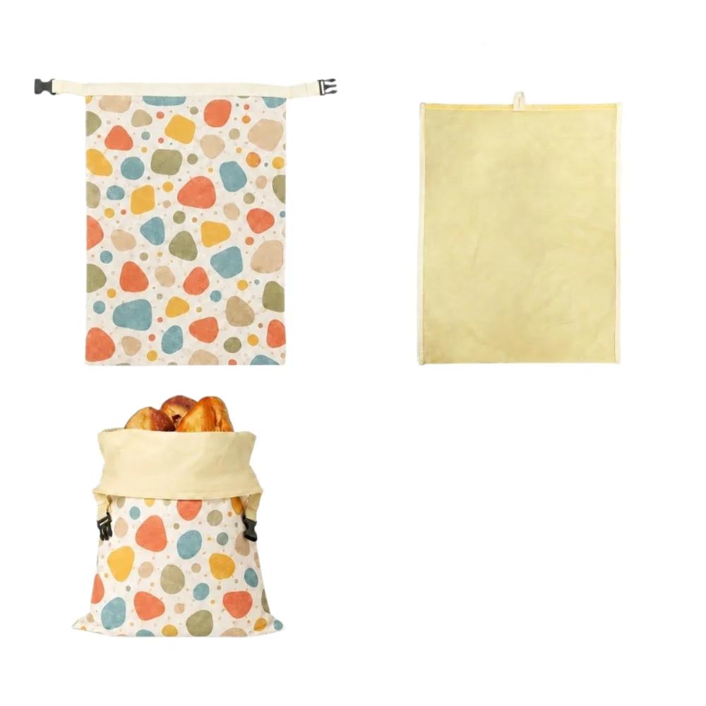 Reusable Beeswax Bread Bags Beeswax Coated Large Capacity Sourdough Bread Bags Freshness Preservation Lock Closure