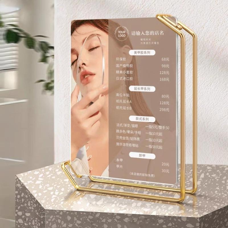 6 Inch 105x150mm Acrylic Sign Holder Menu Paper Price Listing Poster Frame Baby Wedding Gift Metal Photo Picture Display Stand