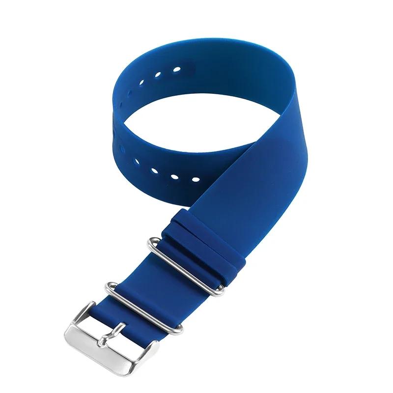 

18mm 20mm 22mm One Piece Silicone Strap for Casio Soft Rubber Band for Seiko Black Grey Men Women Replace Bracelet Accessories 22mm синій