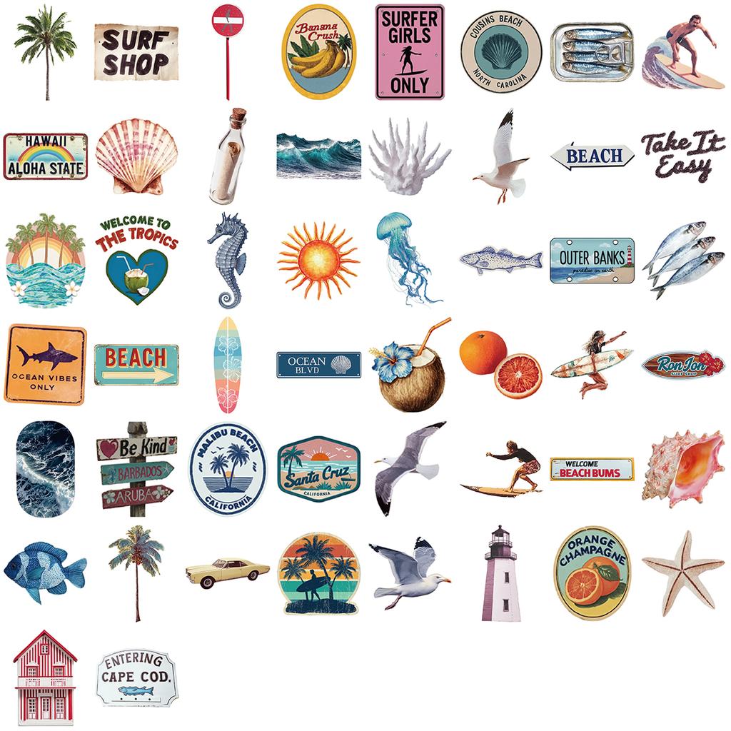 50Pcs Summer Aesthetic Stickers Creative Decoration Mobile Phone Case Notebook Water Cup Waterproof Graffiti Skateboard Toy Gift