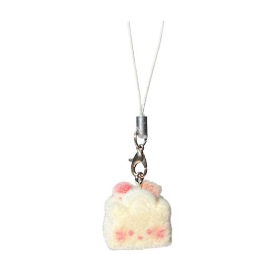 

Decorative Pendant with Lanyard Flocked Cake Dog Pig Bear Shape Keychain Bag Charm Mobile Phone Hanging Ornament Cat