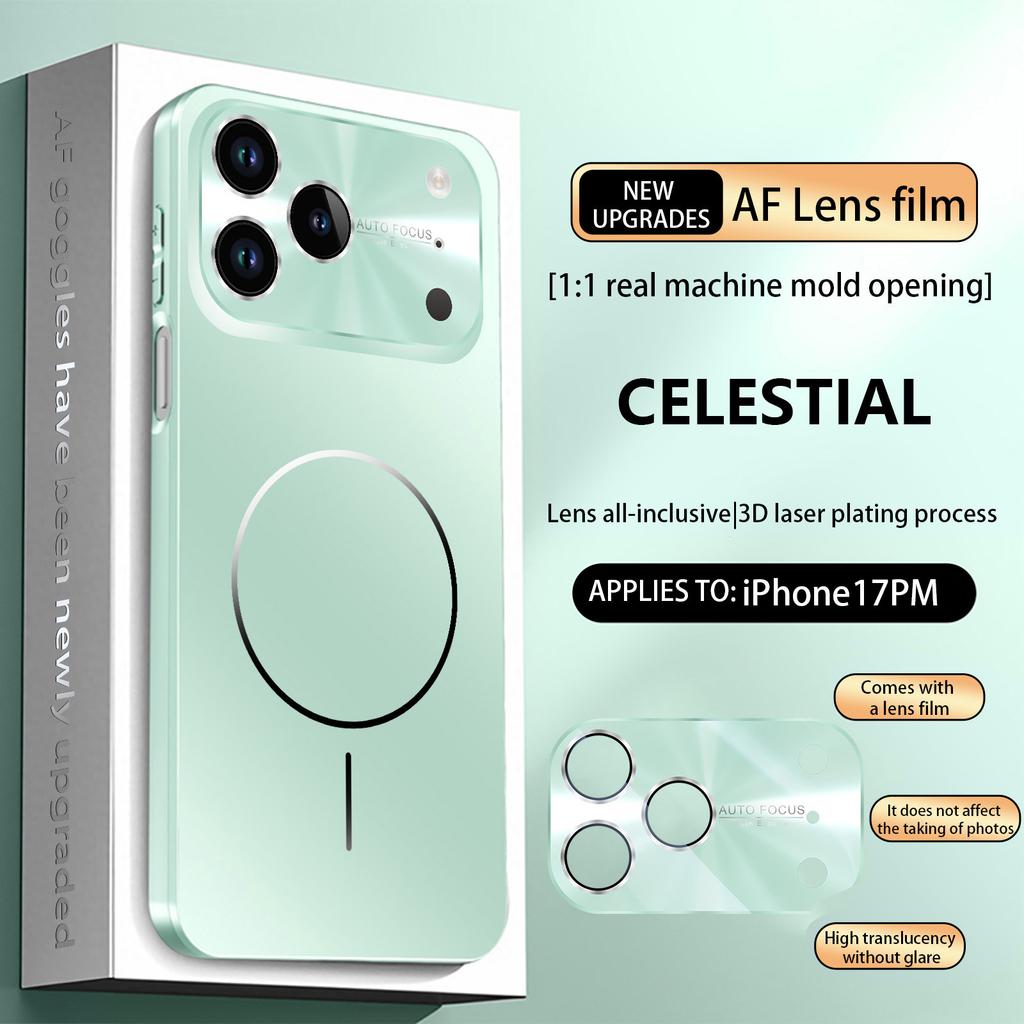 Original Magsafe Magnetic Phone Case For iPhone 17 Air 16 15 14 13 Pro Max Glass Nano Crystal Lens Wireless Charge Cover