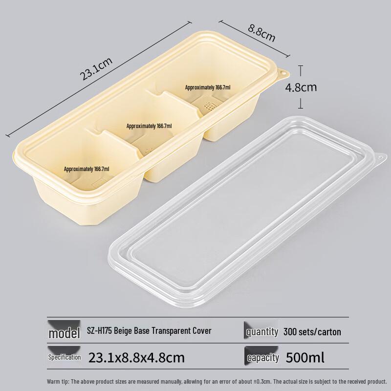 Biodegradable 500ml 3-Compartment Bento Boxes