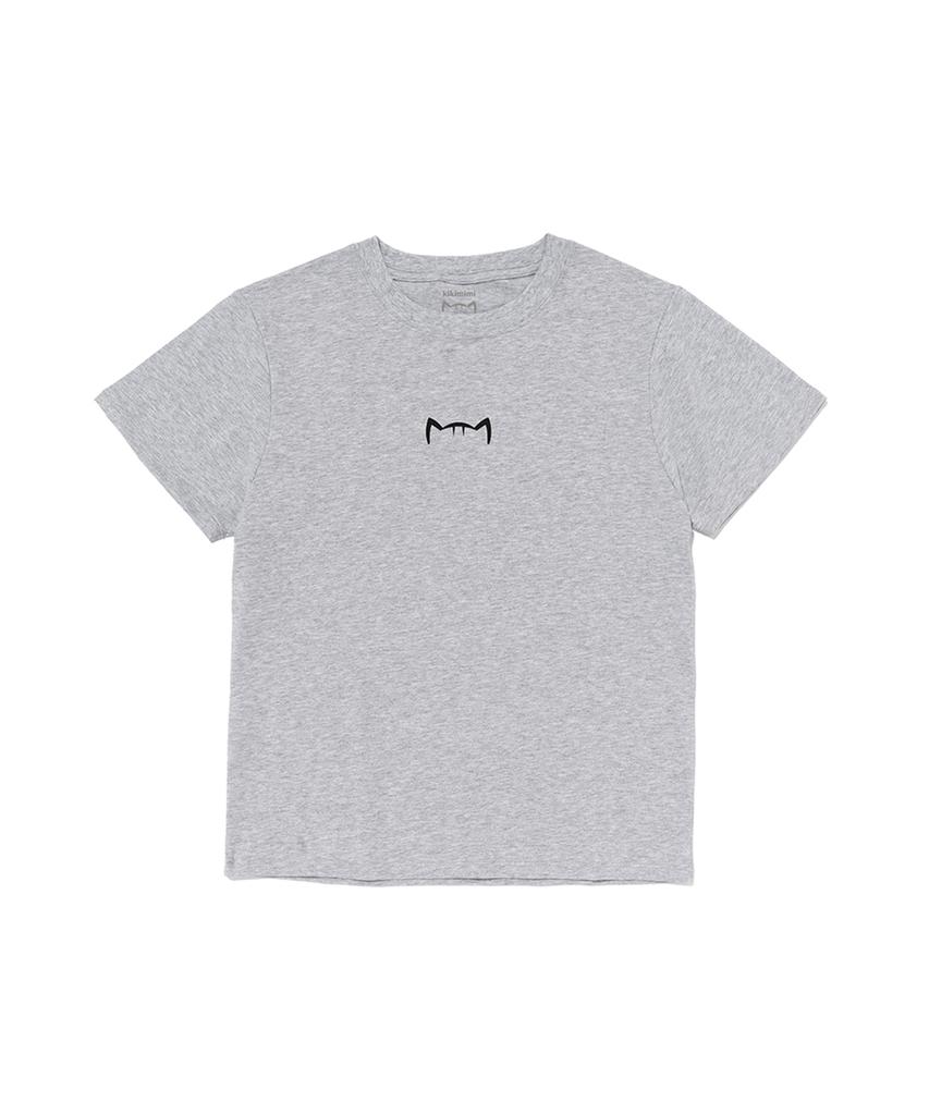 Kikimimi Crop Kitty Center Logo T-Shirt (Melange)