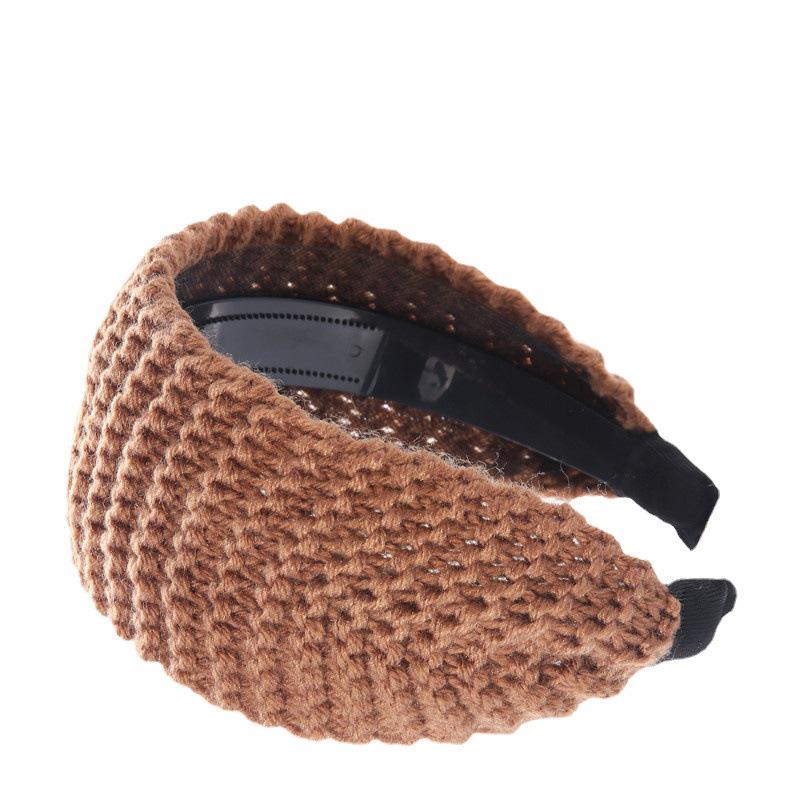 Breites Stirnband aus gestrickter Wolle – Koreanische Herbst-/Winterausgabe