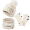 Kinder Winter Bommelmütze, Schal und Handschuhe Set – Fleecegefüttert, Warm, Gestrickter Komfort