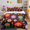 Colorful Cartoon Floral Pattern Print Soft Comfortable Duvet Cover Bedding Set Included 1*Duvet Cover  2*Pillowcases
