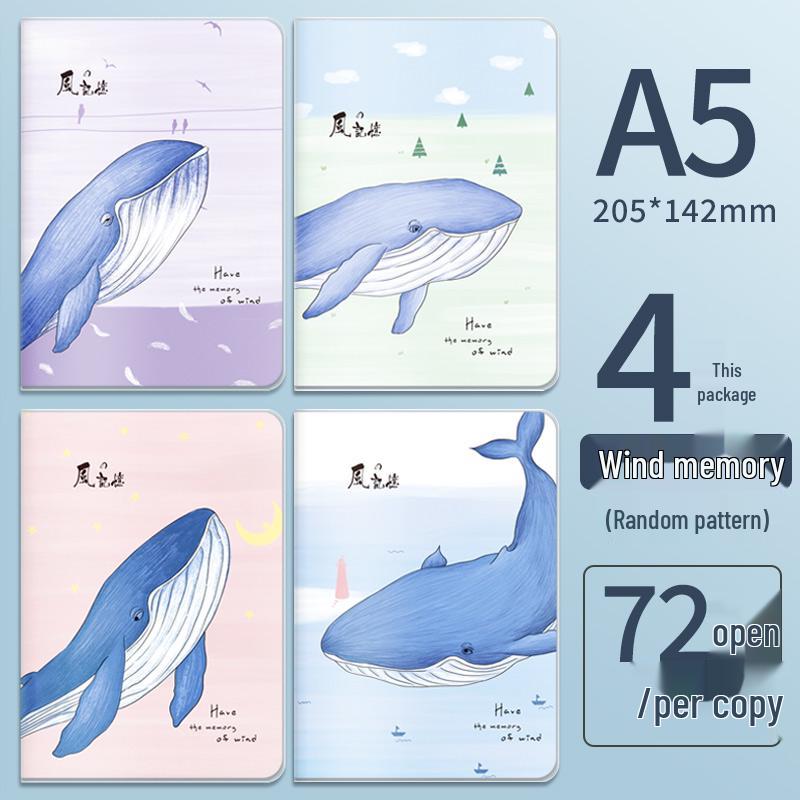 High-Value A5 Notebook: Thickened B5 Plastic Cover, INS Style, Lay-Flat, Lined for Student Use.