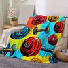 1pc. Colorful Gym Equipment Print Blanket - Perfect for Home Office Outdoor Gift Suitable All Seasonsz041732