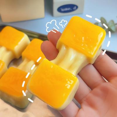 10Pcs Rice Cake Squeezing Toy Soft Stress Relief Squeeze Toy Realistic Cheese Baked Rice Cake Design for Desk Relax & Gift for Adults