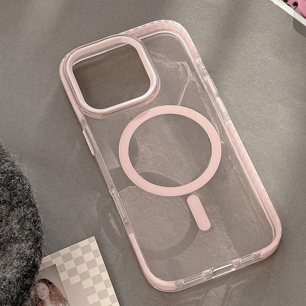 Solid Color Magnetic Suction 17Promax Premium Feel for IPhone Case 16 for 13 Anti Drop Border 12 Soft 11 Transparent