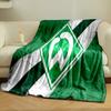Green and White Logo Designed Flannel Blanket for Bedroom, Living Room, Sofa, and Nap