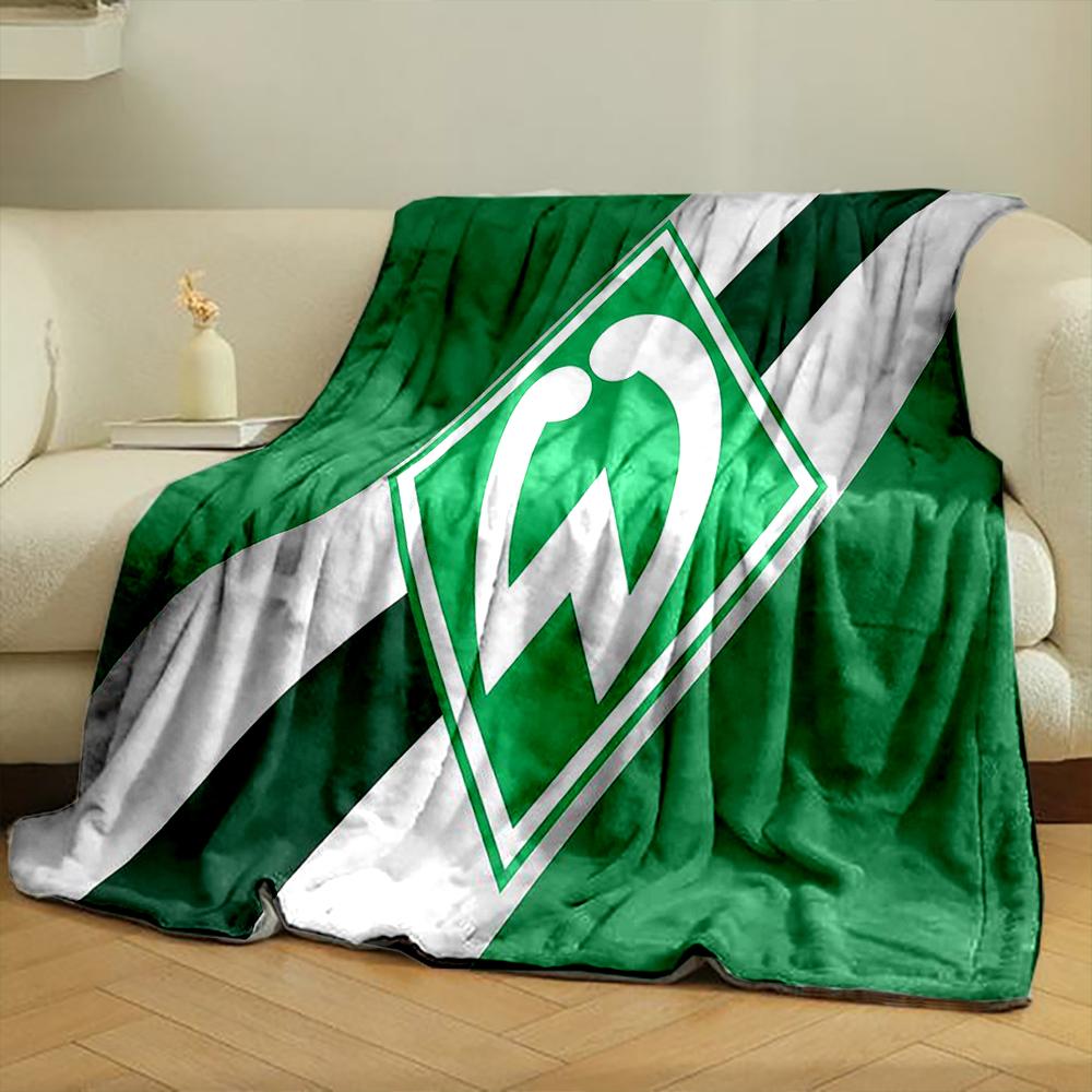 Green and White Logo Designed Flannel Blanket for Bedroom, Living Room, Sofa, and Nap