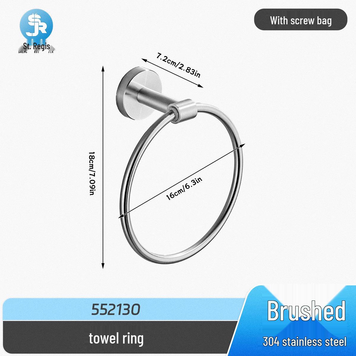 

Round Wall-Mounted 304 Stainless Steel Towel Ring for Bathroom or Hotel Use