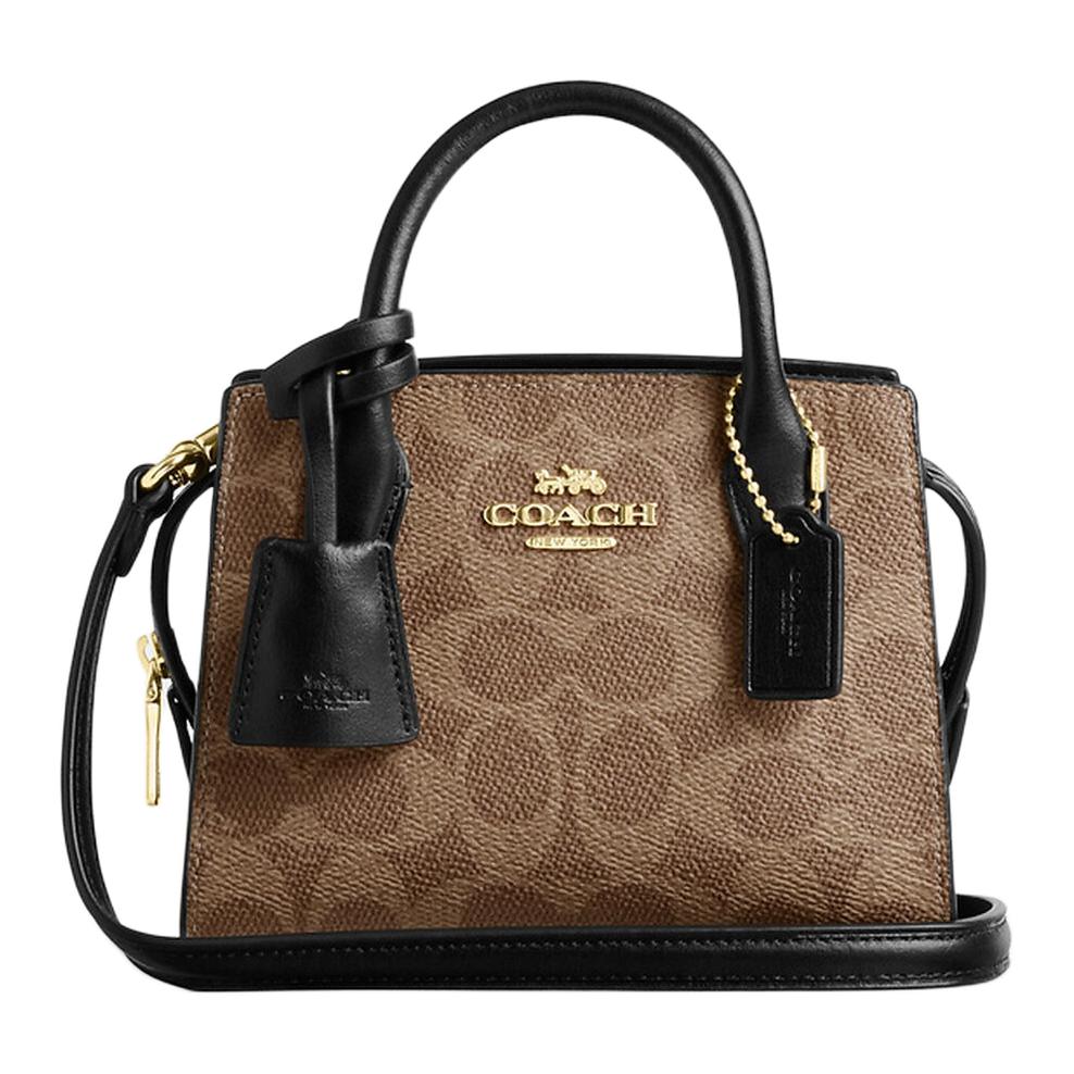 

Coach Andrea 16 Zipper Closure Logo Coated Canvas Crossbody Shoulder Bag Small Women bags Brown Black CW304-IMQRX Basic Set (Bag+Dust Bag)