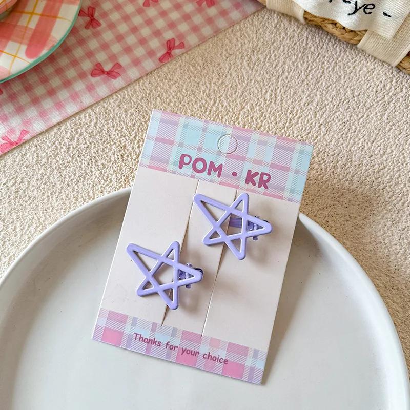 

2 шт./компл. Милая корейская модная заколка для волос в виде звезды для детей, девочек, конфетного цвета, детская боковая заколка для челки, милые аксессуары для волос, головной убор